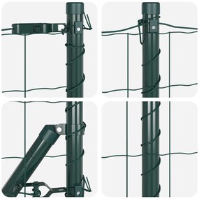 Cerca Euro com 13 Postes 0.6x25 m Aço Galvanizado Verde
