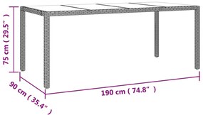 7 pcs conjunto de jantar p/ jardim com almofadões vime PE bege