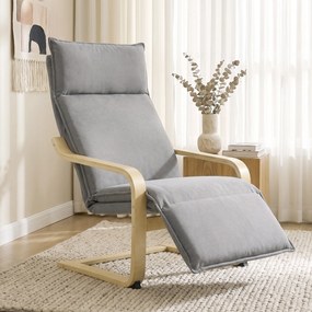 Poltrona de Sala com Apoio para os Pés, 90 x 67 x 105 cm, Balanço Suave, Cinzento