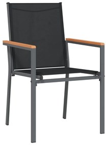 5 pcs conjunto de jantar para jardim textilene e aço preto