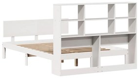 Cama com estante sem colchão 120x190 cm pinho maciço branco