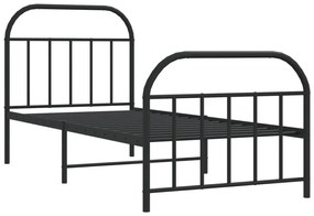 Estrutura de cama com cabeceira e pés 80x200 cm metal preto