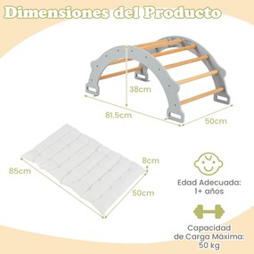 Arco de escalada para crianças com almofada, em madeira e cinzento
