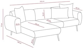Sofá de Canto Side – Creme – 252x77x82 cm