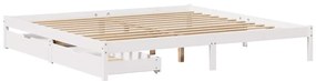 Cama sem colchão 200x200 cm madeira de pinho maciça branco
