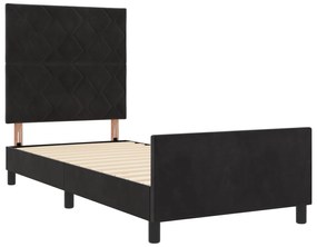 Estrutura de Cama Preta 90x190 cm Veludo