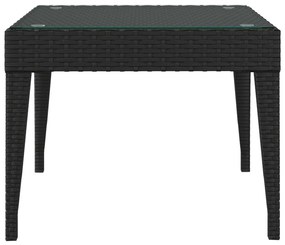 Mesa de apoio 50x50x38 cm vime PE e vidro temperado preto