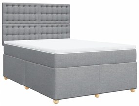 Cama com molas/colchão 160x200 cm tecido cinzento-claro