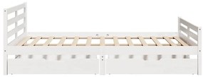Cama sem colchão 140x200 cm madeira de pinho maciça branco