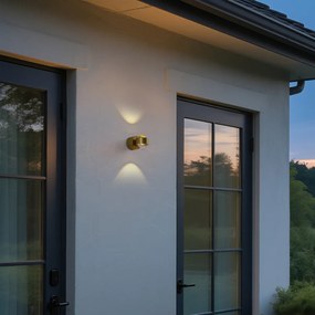 Candeeiro de parede de design latão incluindo LED IP44 - Lens