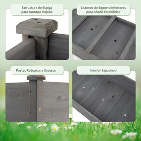 Floreira elevado para flores, plantas e cultivo para jardim, exterior ou varanda 125 x 59 x 76 cm cinza