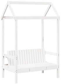 Conj. de cama e banco com telhado 80x200 cm pinho maciço branco