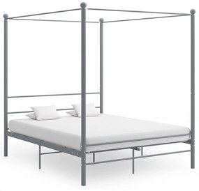 Estrutura de cama com dossel 160x200 cm metal cinzento