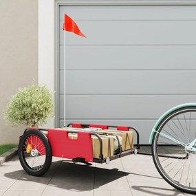 vidaXL Reboque de bicicleta tecido oxford/ferro vermelho