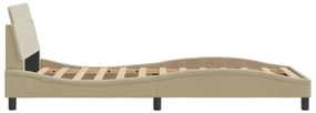 Estrutura de cama c/ cabeceira 100x200 cm tecido cor creme