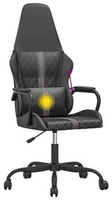 Cadeira gaming massagens couro artificial preto e cinzento