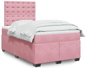 Cama boxspring com colchão 120x200 cm veludo rosa