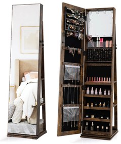 Armário para joias giratório 360° com espelho de corpo inteiro - branco