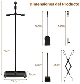 Conjunto de ferramentas para lareira, 5 peças, acessórios para fogão a lenha, pá, pinça, pôquer
