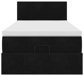 Estrutura de cama otomana com colchão preto veludo