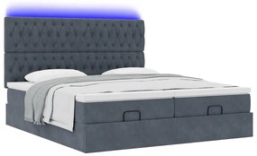 moldura de cama otomana vidaXL com colchão cinza escuro veludo