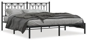 Estrutura de cama em metal com cabeceira 180x200 cm preto