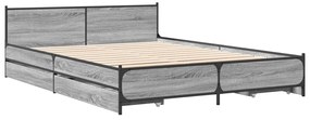 Estrutura de cama c/ gavetas derivados madeira cinza sonoma