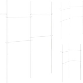 Cabideiro de Roupa 139-244 x 110-315 cm , Estrutura de Pé com 4 Barras Extensíveis, Branco