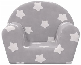 Sofá infantil c/ estrelas pelúcia macia cinzento-claro