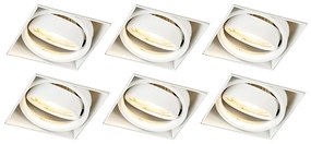 Conjunto de 6 focos embutidos brancos GU10 inclináveis sem moldura - Oneon