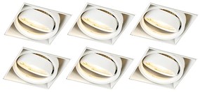 Conjunto de 6 pontos embutidos brancos GU10 inclináveis trimless - Oneon Moderno