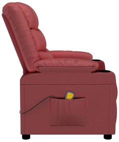 Cadeira de massagens couro artificial vermelho tinto