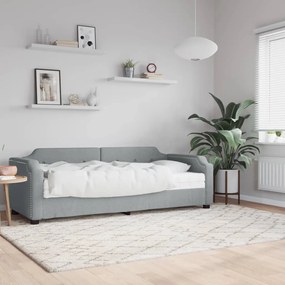3197616 vidaXL Sofá-cama com colchão 90x200 cm tecido cinzento-claro