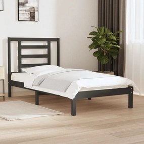 vidaXL Estrutura de cama 100x200 cm pinho maciço cinzento