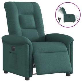 vidaXL Poltrona elétrica reclinável tecido verde-escuro