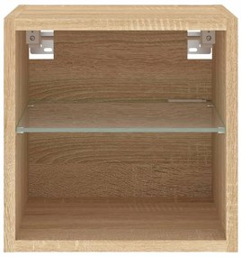 Móvel de parede p/ TV c/ luzes LED 30x28,5x30cm carvalho sonoma