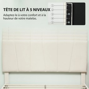 Estrutura de cama de casal 140 x 190 cm (COLCHÃO NÃO INCLUIDO), cama para 2 pessoas, cabeceira ajustável, base de cama 150 x 198 x 101/106/111/116/121