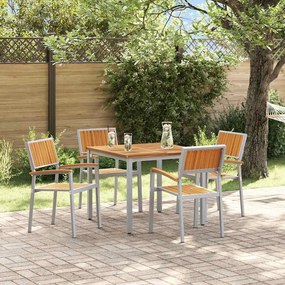 vidaXL Conjunto de Jantar de Jardim de 5 Peças em Madeira Sólida de Acácia e Metal