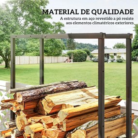 Suporte para Lenha Extensível com 4 Ganchos Carga Máxima 100 kg para Interior e Exterior 40-65x25x100-150 cm Preto