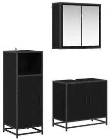 vidaXL Conjunto de Móveis para Banheiro com porta 3 pcs Carvalho Preto