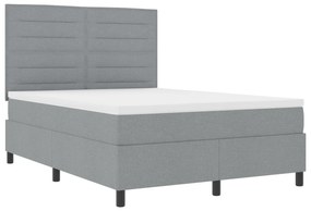 Cama Box Spring com Colchão Cinza Claro 140x200 cm Tecido