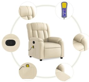 Poltrona de massagens reclinável tecido cor creme