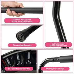 Trampolim infantil 102 cm ou de fitness para interior/exterior com barra em espuma e colchão de segurança para crianças Rosa