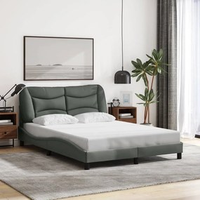 Estrutura de cama sem colchão 140x190 cm tecido cinzento-escuro