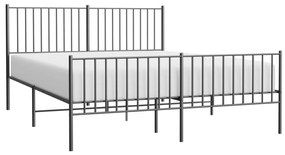 Estrutura de cama com cabeceira e pés 150x200 cm metal preto