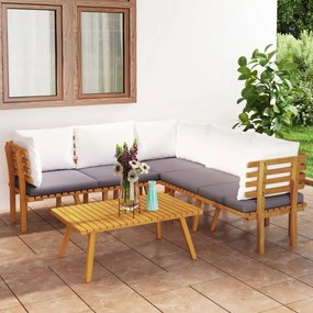 vidaXL 6 pcs conjunto lounge de jardim c/ almofadões acácia maciça