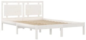 Estrutura de cama king 150x200 cm madeira maciça branco