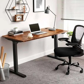 Secretária elétrica com altura regulável 140 x 70 x (73-114) Castanho Vintage-Preta