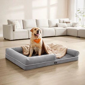 Cama ortopédica para cães Almofada Estofamento macio 135 x 107 x 25 cm Cinzento claro