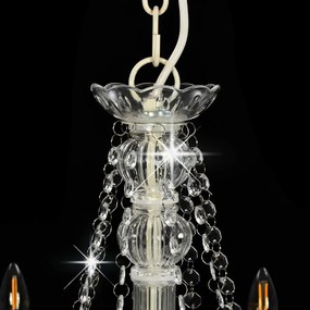 Lustre com contas lâmpadas 8 x E14 branco